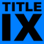 Title IX in black lettering on blue background